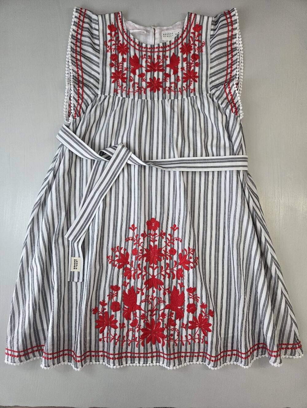Kate Spade Broome Street Striped Embroidered Dress